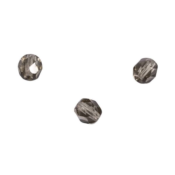 Facetterad glaspärla, ø 6 mm, transparent taupe, 6 mm ø, låda med 50 st