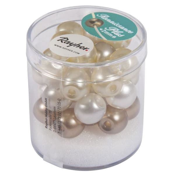 Glasperlor Stor hål Renässans pärlemor Vit och beige 10 mm 32 st fuentes