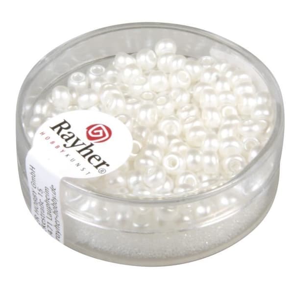 Perle rocaille - Rayher - Vit - 2,6 mm - Vaxad - Hög ljusbeständighet