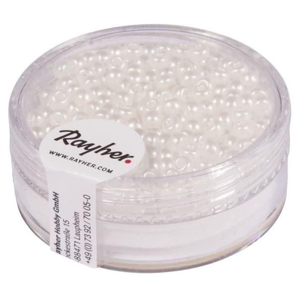 Perle rocaille - Rayher - Vit - 2,6 mm - Vaxad - Hög ljusbeständighet