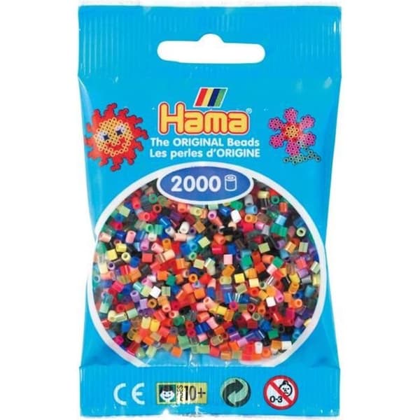 2 000 minipärlor (små pärlor Ø2,5 mm) - Sortiment - Hama