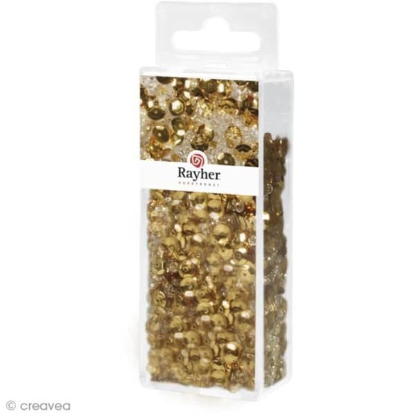 Glaspärlor och glitter - Ej specificerat - Guld- och transparentsortiment - 80 g - 50 m metalltråd