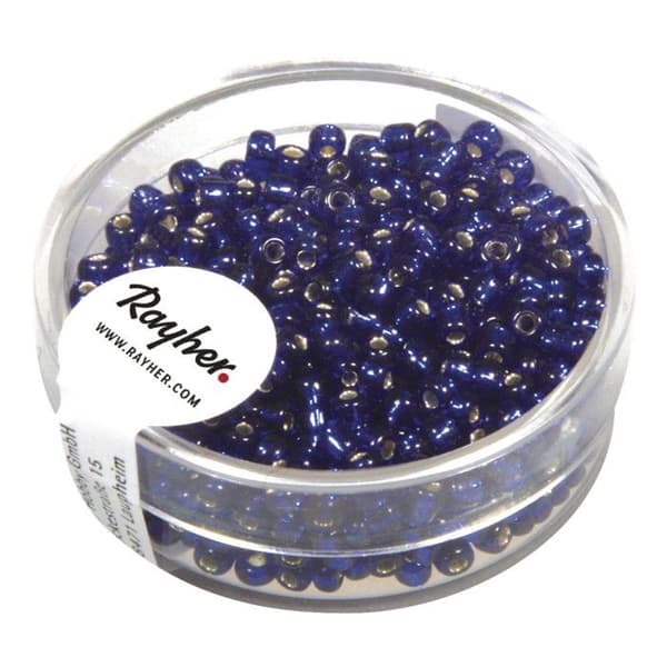 Perle rocaille - Rayher - Mörkblå - Silverinlägg - ø 2,6 mm - 16 g