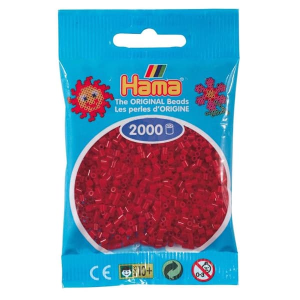 Strykpärlor - HAMA - Röd Jul - 2000 mini pärlor Ø2,5 mm - Blandad - Från 10 år
