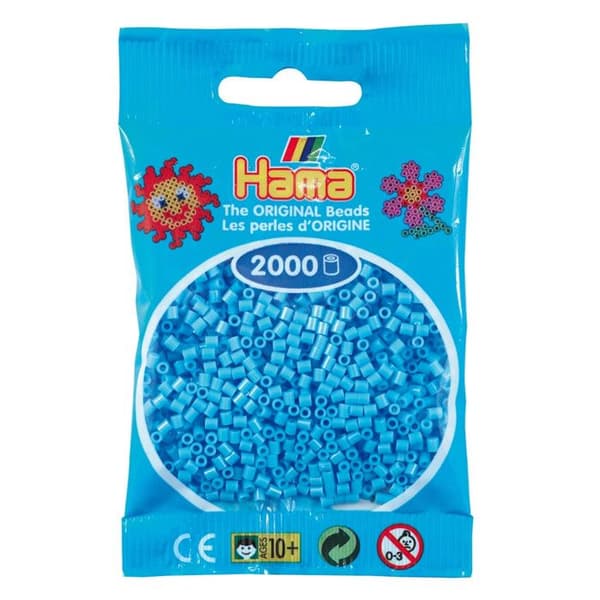 Mini pastellblå pärlor - HAMA - 2000 pärlor Ø2,5 mm - för barn över 10 år