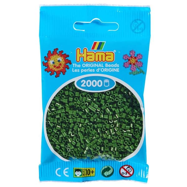 Strykpärlor - Hama - Skogsgrön - 2000 minipärlor Ø2,5 mm - Opak