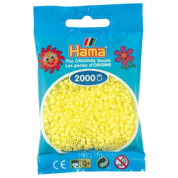 Mini pärlor - HAMA - Pastellgul - 2000 pärlor - Ø2,5 mm - För barn 10 år och äldre