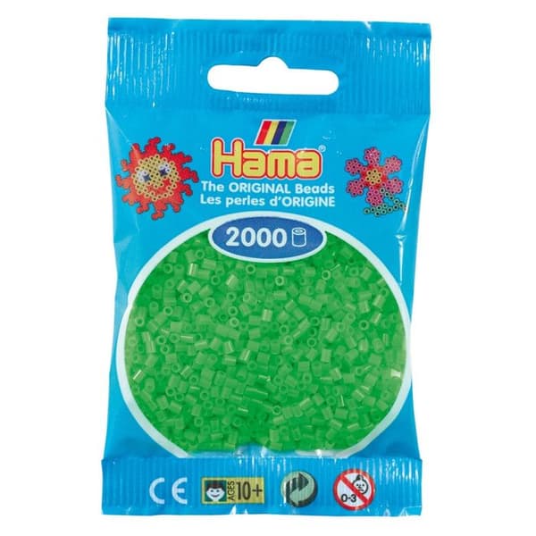 Mini fluorescerande gröna pärlor - Hama - Set med 2000 mini pärlor - Kreativ leksak