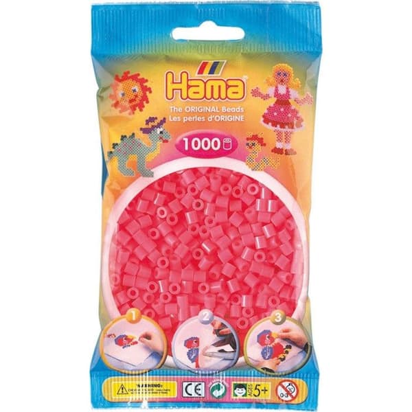 1 000 standard MIDI pärlor (Ø5 mm) neonröd