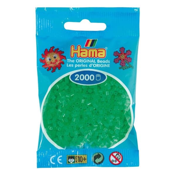 Minipärlor - HAMA - 2000 pärlor - Neongrön - Ø2,5 mm - För barn från 10 år