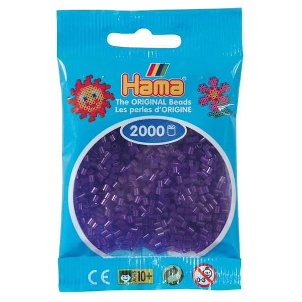 Mini pärlor - HAMA - Transparent lila - 2000 pärlor - Ø2,5 mm - För barn 10 år och äldre