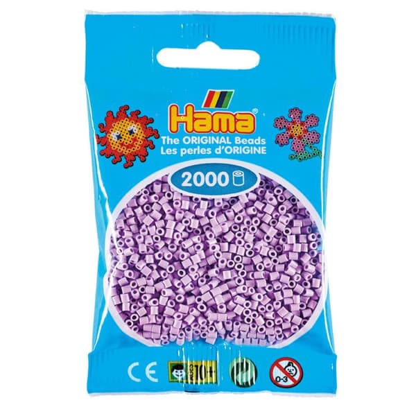 Strykpärlor - Hama - 2 000 minipärlor - Pastelllila - Rosa - Ø2,5 mm