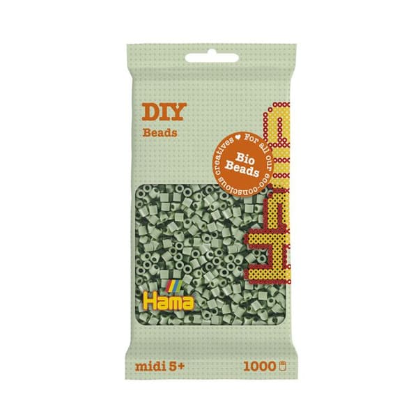 Strykjärnspärlor - HAMA - 1 000 MIDI-pärlor - Ø5 mm - Färg eucalyptus - BIO
