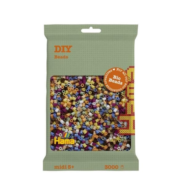 Strykperlor - HAMA - BIO-mix 10 färger - 3 000 pärlor - Ø 5 mm - Från 5 år