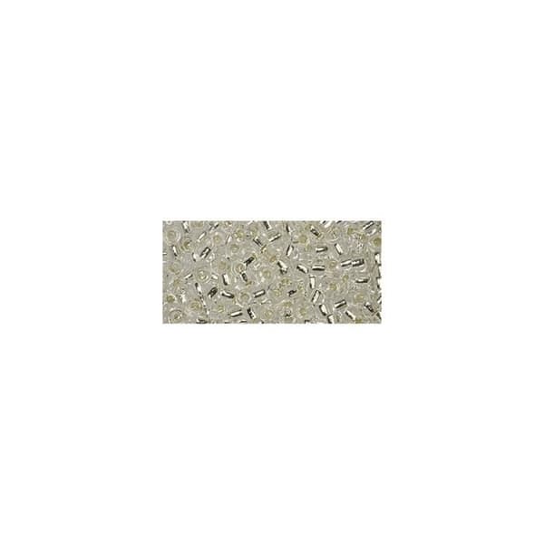 Premium-rocailler, 2,2 mm ø, bergskristall, låda 12 g, med silverkant