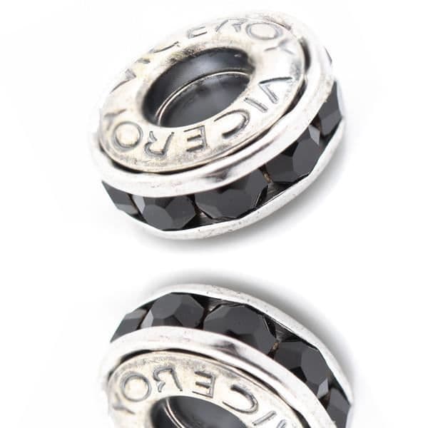 Glaspärla - Vicekung - VMM0244-05 - Svart Silver - 1 cm - Kvinna