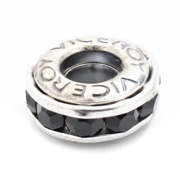 Glaspärla - Vicekung - VMM0244-05 - Svart Silver - 1 cm - Kvinna