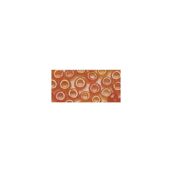 Fröpärlor, 2,6 mm ø, transparent blank, orange, låda 17 g