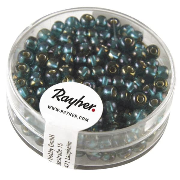 Pärlor för smycken - Rocailles - Regnbåge - Ø 4mm - Smaragd - Låda 17g