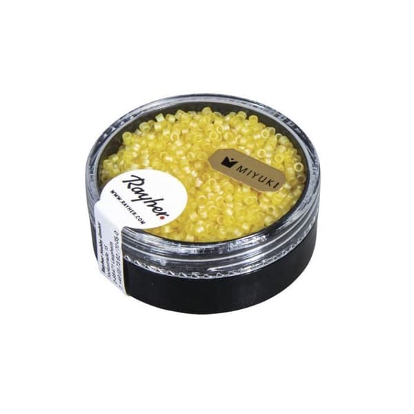 Delica - rocailles, 1,6 mm ø, citron, 8g, transparent, matt, regnbåge
