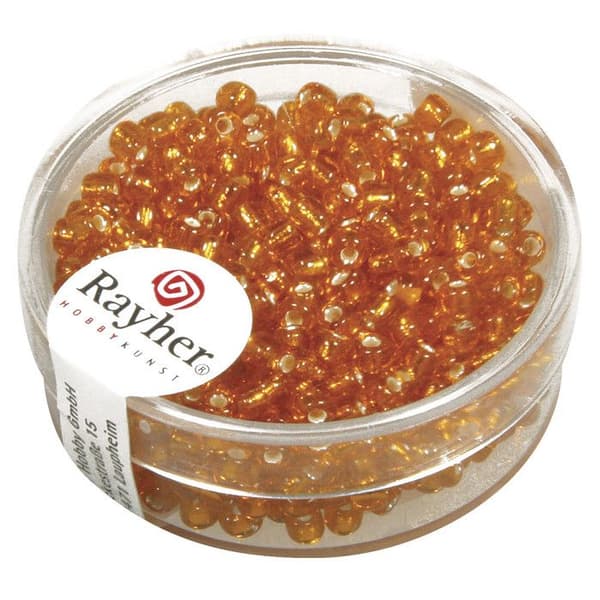 Perle rocaille - Rayher - Orange - Silver decoration - ø 2,6 mm - 16 g