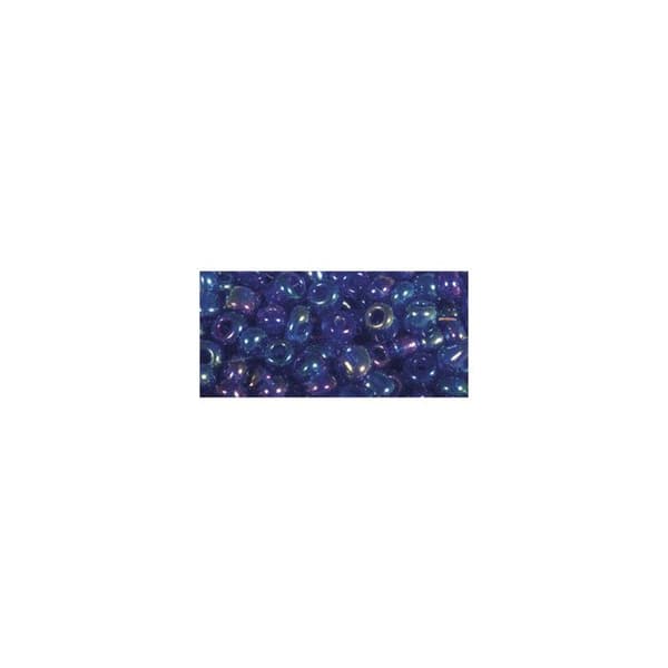 Rocailles, 2,6 mm ø, transparent blank, mörkblå, kartong 17 g