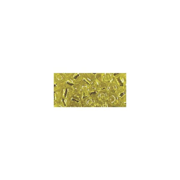Rocailler med silverkant, 4 mm, gul, kartong 17 g