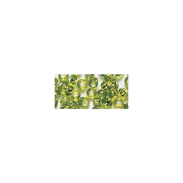 Perle rocaille med silverfärgad utsmyckning Ljusgrön Ø2,6mm 16 g