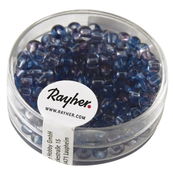 Rocailles, ø 4 mm, tvåfärgad, blå - lila, låda 17 g