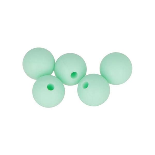 5 runda silikonpärlor - 10 mm - vattengröna