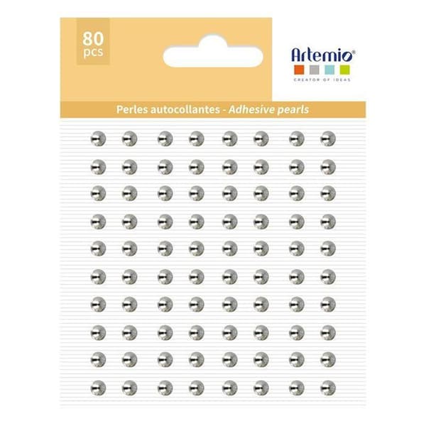 80 självhäftande silverpärlor
