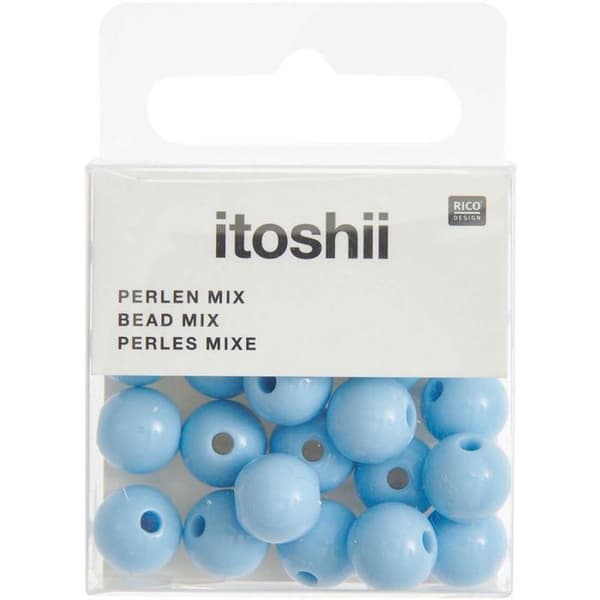 Plastpärlor - Blå Grå - 10 mm - 24 st