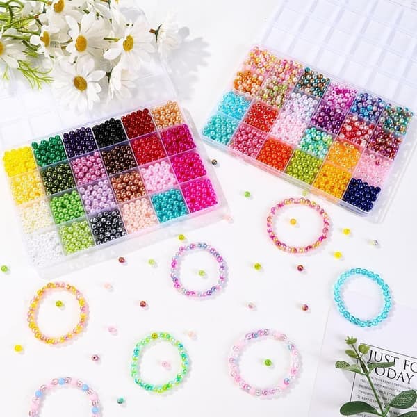 Färgglada runda pärlor, DIY-trådpärlor för armband och halsband