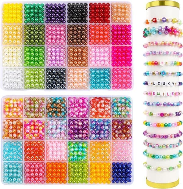 Färgglada runda pärlor, DIY-trådpärlor för armband och halsband