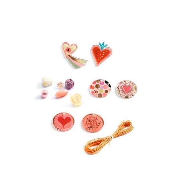 Fancy Beads Box - DJECO - Hjärtan - 285 pärlor - Flerfärgad