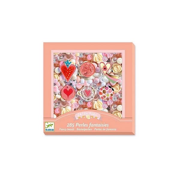 Fancy Beads Box - DJECO - Hjärtan - 285 pärlor - Flerfärgad