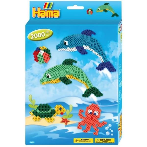 HAMA - "Dauphins" box - 2000 MIDI storlek strykpärlor och 2 tallrikar - Kreativa hobbyer - Från 5 år