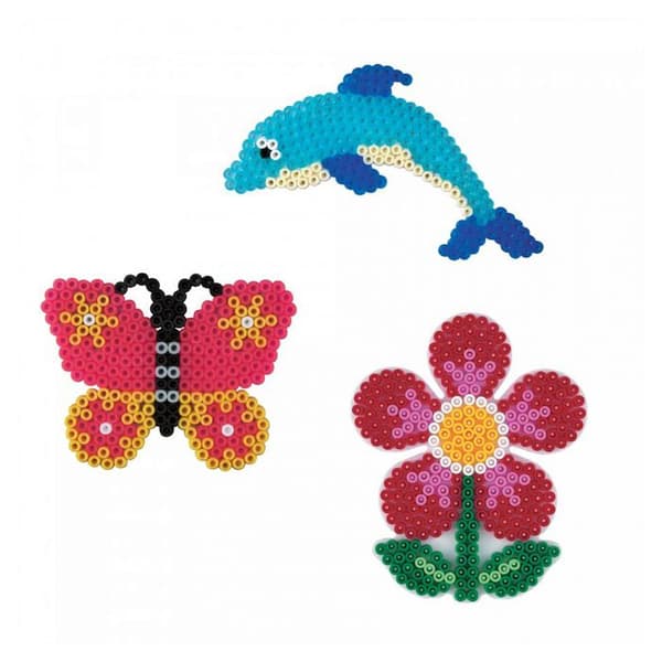 HAMA - Kruka med 4000 perlerpärlor Storlek MIDI och 3 tallrikar (fyrkantig, stjärna, rund) - Kreativ fritid