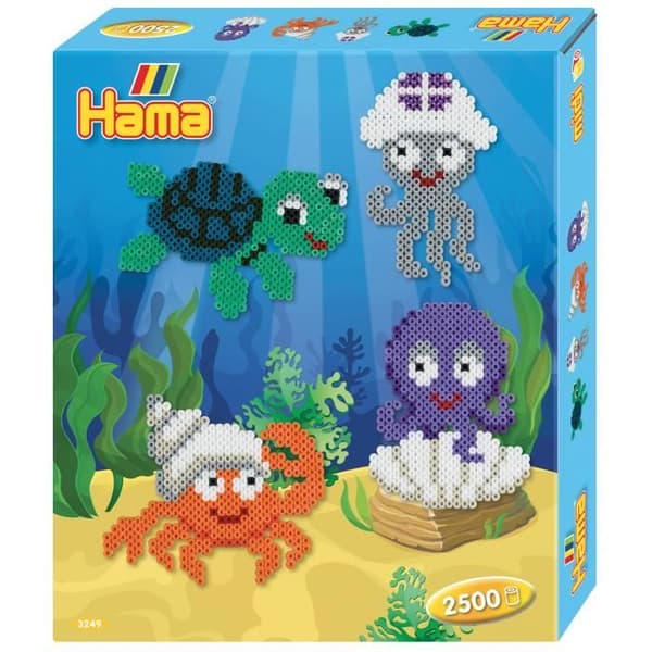 HAMA Sea Animals box set - 2500 MIDI storlek strykpärlor och 1 tallrik - Kreativa hobbyer från 5 år