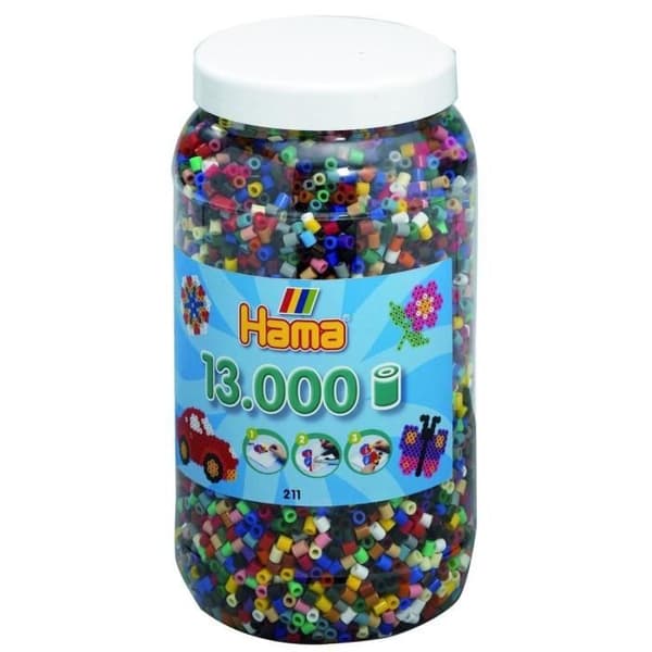Kruka med 13 000 HAMA-pärlor - 22 färger - Utvecklar barns kreativitet och fingerfärdighet