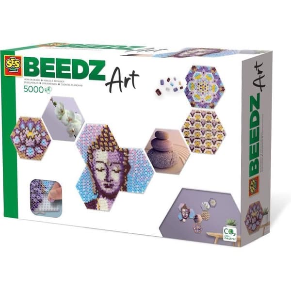 SES CREATIVE Beedz Art Ironing Bead Kit - Zen Hexagoner för barn från 12 år och uppåt