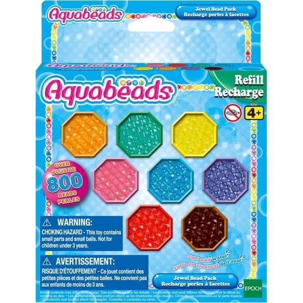 Kreativ fritid - AQUABEADS - Facetterad pärlpåfyllning - 800 mångfacetterade pärlor i 8 olika färger