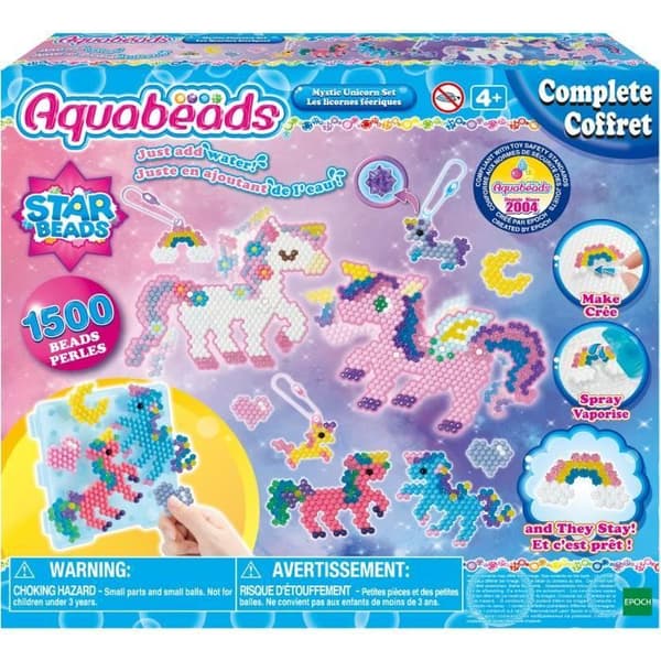 Aquabeads - Fe enhörningar - Kreativ fritid - 1500 pärlor - Rosa