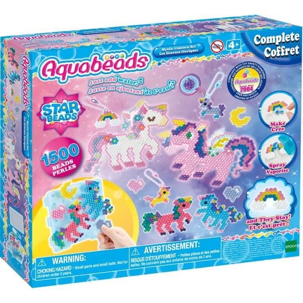 Aquabeads - Fe enhörningar - Kreativ fritid - 1500 pärlor - Rosa