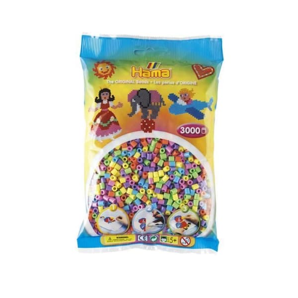 HAMA - Påse med 3000 medium Pastellmix pärlor - För barn från 5 år