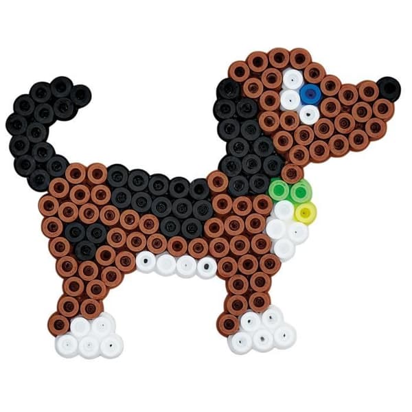 HAMA - Påse med 3000 Midi-strykpärlor + 4 tallrikar (papegoja, hund, elefant, sexkantig) - Kreativa hobbies Från 5 år