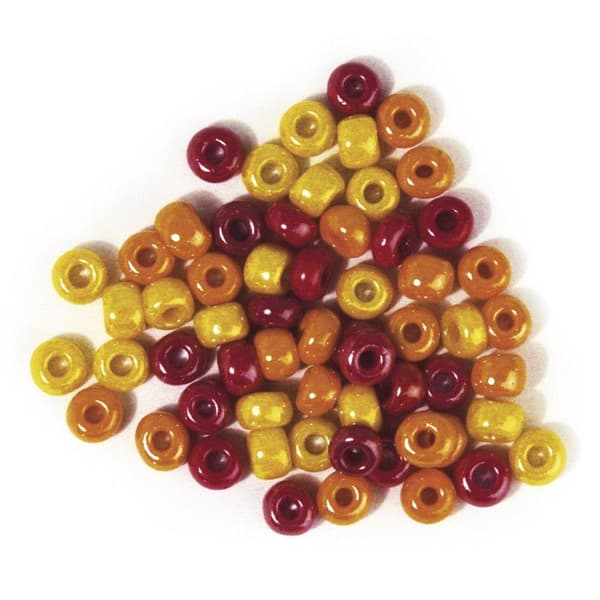 Glasperla Stort hål Ø 5,4 mm Röda/gula nyanser