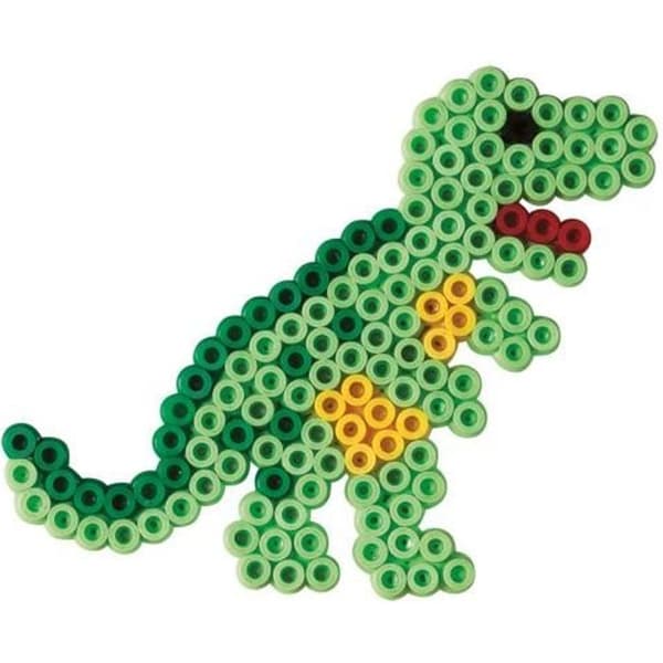 Låda med pärlor - HAMA - Dinosauriernas miniatyrvärld - 2000 pärlor - 2 tallrikar - Flerfärgad