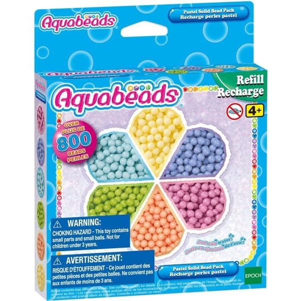 Aquabeads - Pastellpåfyllning av 800 pärlor för kreativa hobbyer för barn från 4 år och uppåt