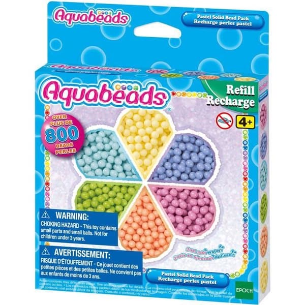 Aquabeads - Pastellpåfyllning av 800 pärlor för kreativa hobbyer för barn från 4 år och uppåt